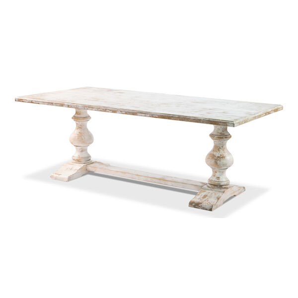 White Lioniso Trestle Dining Table, image 1