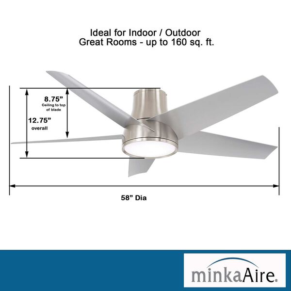 Chubby II Brushed Nickel 58-Inch Integrated LED Outdoor Ceiling Fan with Wi-Fi, image 3
