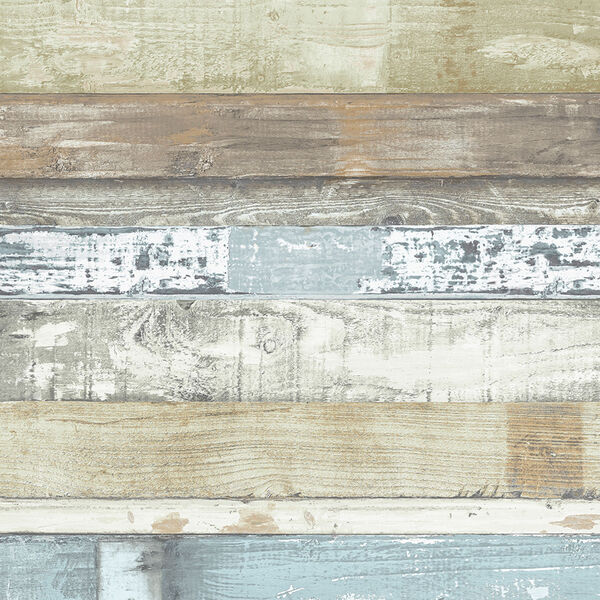 Green, Blue and Brown Beachwood Wallpaper - SAMPLE SWATCH ONLY, image 1