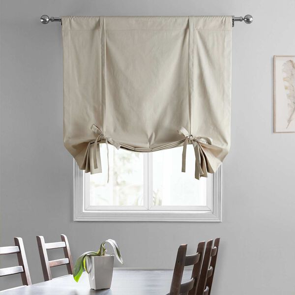 Hazelwood Beige Solid Cotton Tie-Up Window Shade Single Panel, image 2