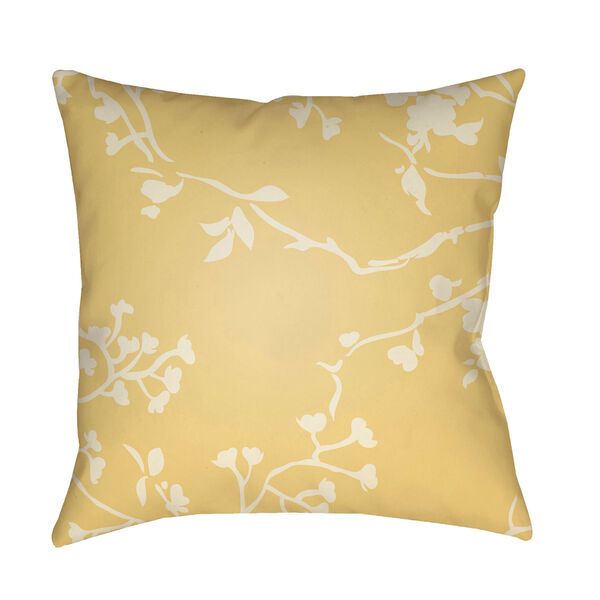 Chinoiserie Floral Cream and Bright Yellow 18 x 18-Inch Pillow, image 1