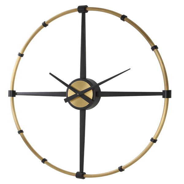Captain Antique Brushed Brass and Satin Black Wall Clock, image 3