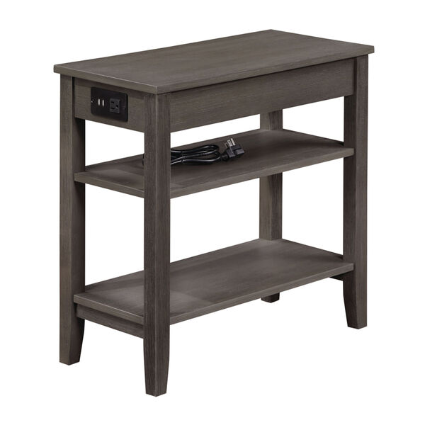 Gray American Heritage One Drawer Chairside End Table with Charging Station and Shelves, image 4