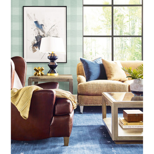 Lillian August Luxe Retreat Sea Glass Rugby Gingham Unpasted Wallpaper, image 2