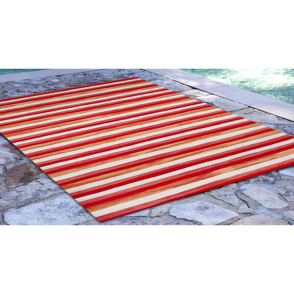 Visions II Red Painted Stripes Indoor/Outdoor Rug, image 3