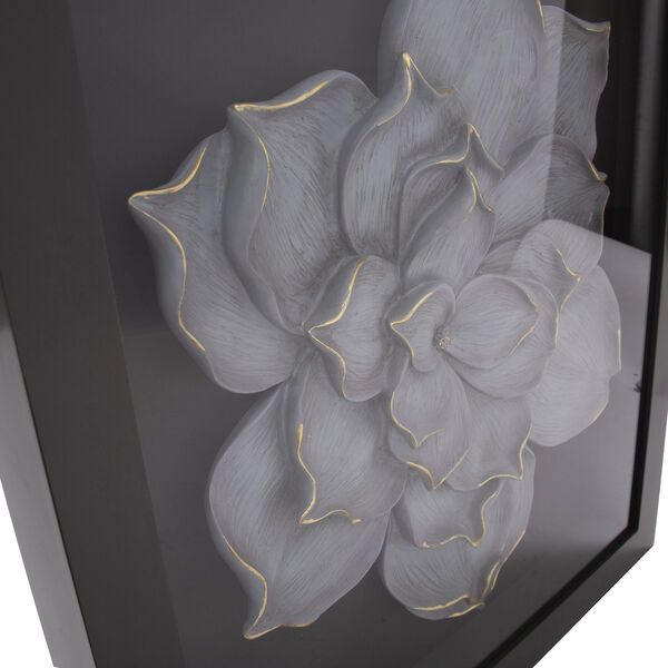 Gray and Gold 26 x 28-Inch Magnolia Flower Wood Wall Art, image 4