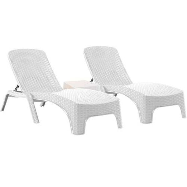 Roma White Three-Piece Outdoor Chaise Lounger Set, image 1
