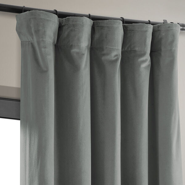 Signature Silver Grey Blackout Velvet Pole Pocket Single Panel Curtain 50 x 84, image 10