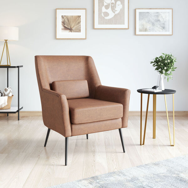 Ontario Vintage Brown and Gold Accent Chair, image 2