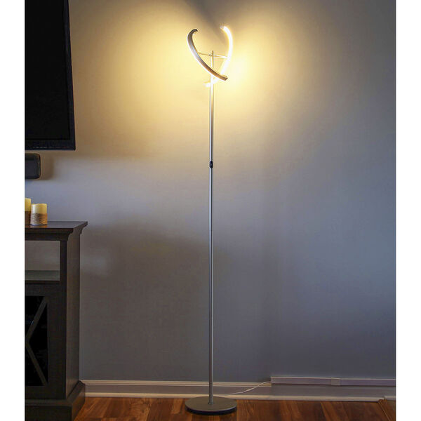 Halo Split Silver Two-Light Integrated LED Floor Lamp, image 5