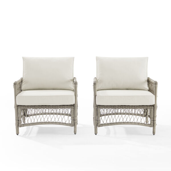 Thatcher Creme and Driftwood Outdoor Wicker Armchair, Set of 2, image 1