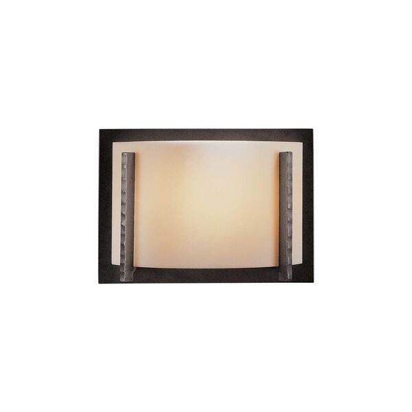 Vertical Bar Natural Iron One-Light Wall Sconce with White Art Glass, image 1