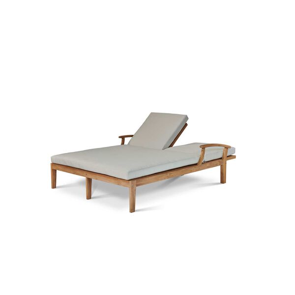 Delano Natural Teak Outdoor Double Reclining Sunlounger with Sunbrella Canvas Cushion, image 2