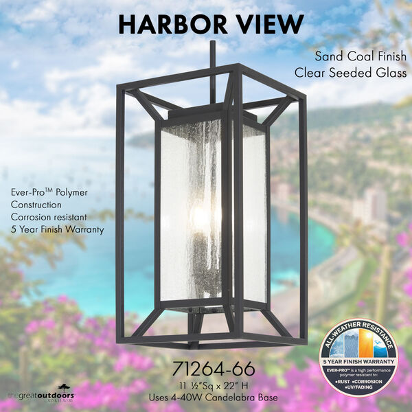 Harbor View Sand Coal Four-Light Outdoor Wall Pendant, image 3