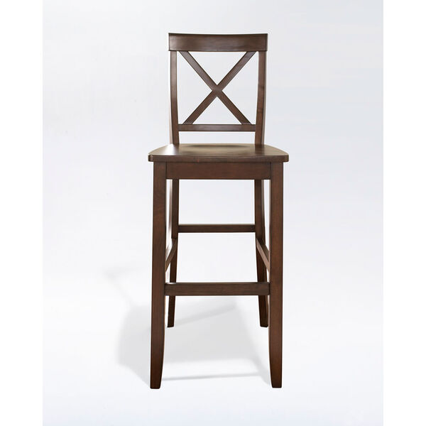 X-Back Bar Stool in Mahogany Finish with 30 Inch Seat Height- Set of Two, image 2