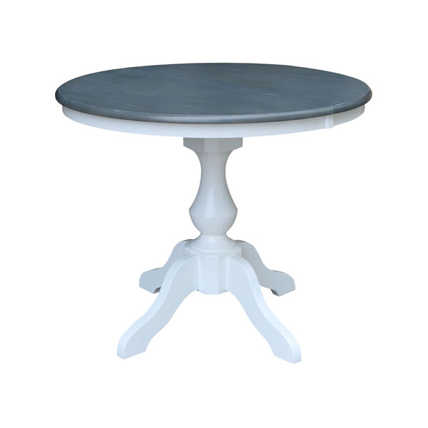 White and Heather Gray 36-Inch Round Top Pedestal Dining Table, image 1
