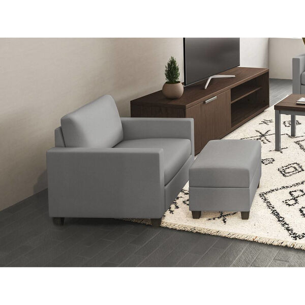 Dylan Gray Arm Chair and Ottoman Set, 2-Piece, image 2