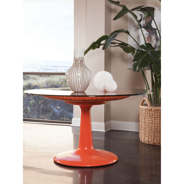 Signature Designs Orange Seascape Orange Dining Table With Glass Top, image 2