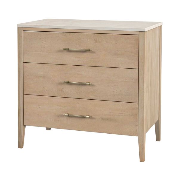 Mayfair Light Beige Marble Chest with Three-Drawer, image 1