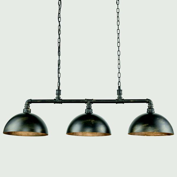 Mulvaney Black and Brushed Gold Accents Three-Light Island Pendant, image 4