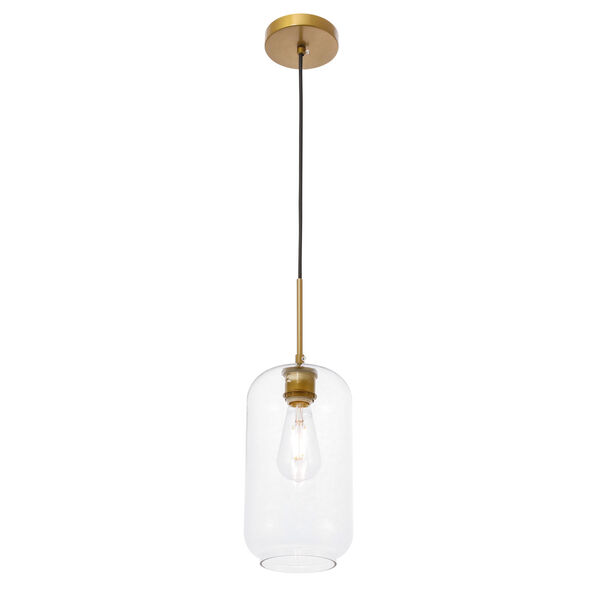 Collier Brass Six-Inch One-Light Mini Pendant with Clear Glass, image 4