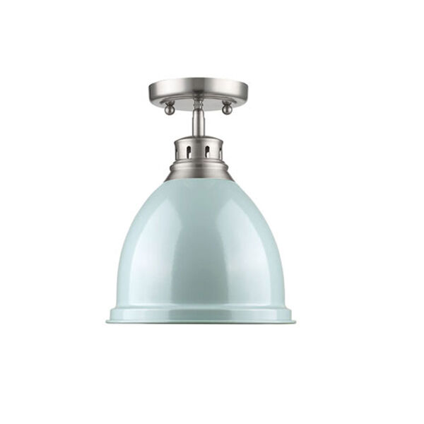 Quinn Pewter One-Light Semi-Flush Mount with Seafoam Shade, image 2