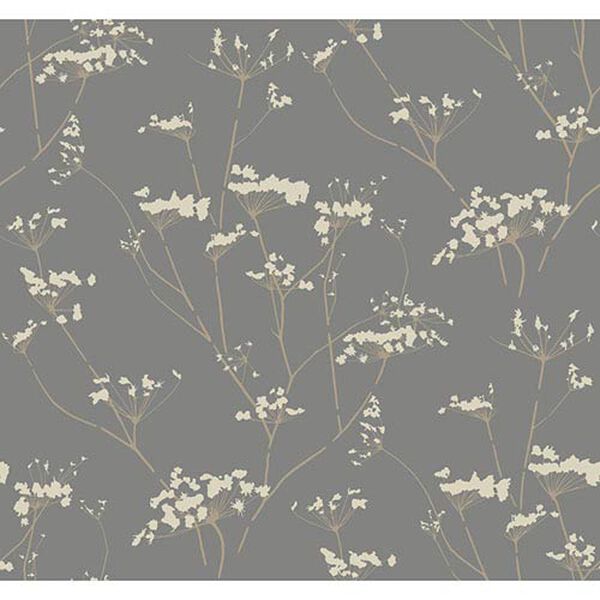 Modern Luxe Glazed Pewter and Cork Tan Enchanted Wallpaper, image 1