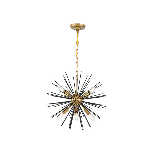 Timber Brass and Black 20-Inch Eight-Light Pendant, image 6