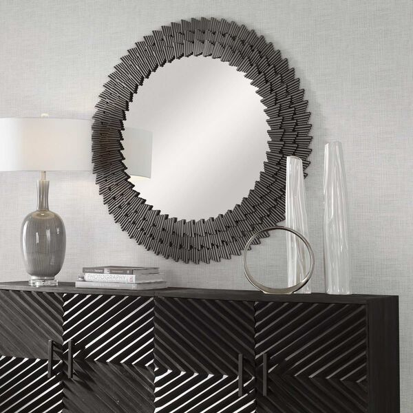 Illusion Burnished Steel Silver 45 x 45-Inch Round Wall Mirror, image 3