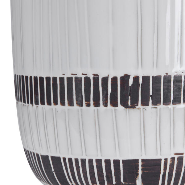 Granger Aged White Glaze One-Light Striped Table Lamp with Round Drum Hardback Shade, image 6