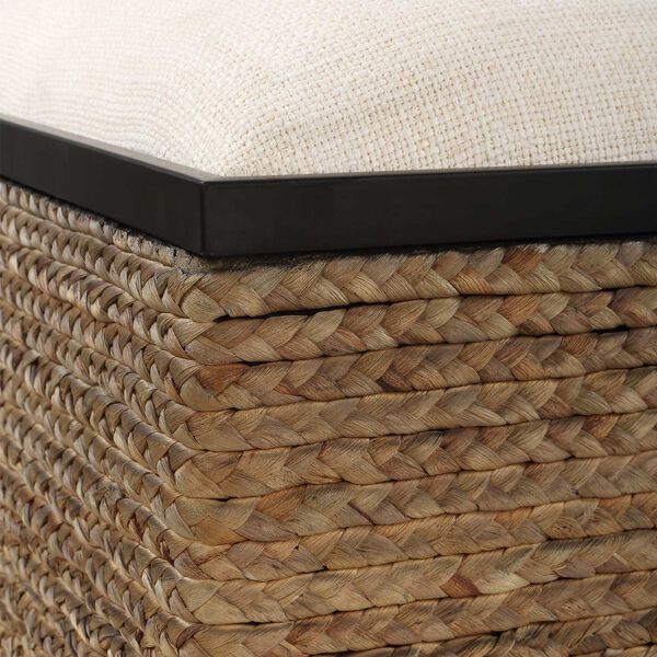 Island Natural and White Square Straw Ottoman, image 6