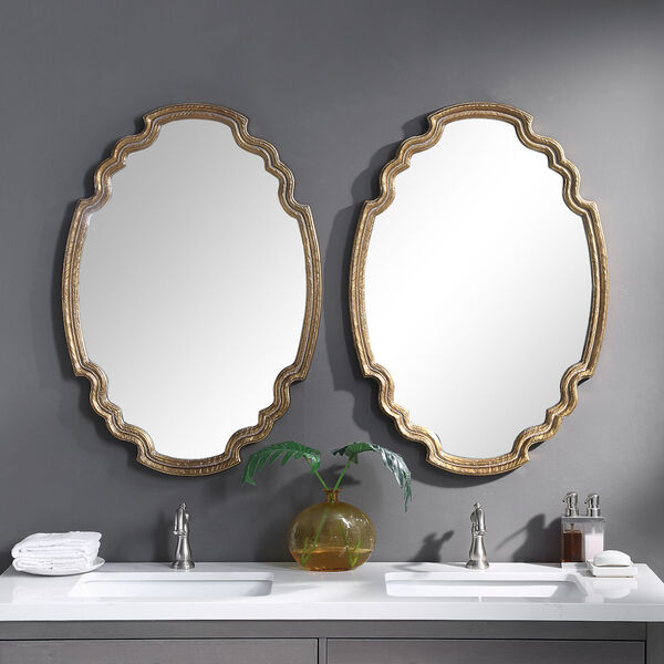 Ariane Gold Leaf Oval Mirror, image 3