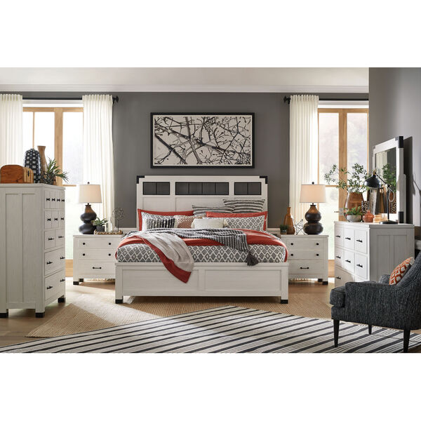 Harper Springs White Queen Bed with Metal Wood Headboard, image 4