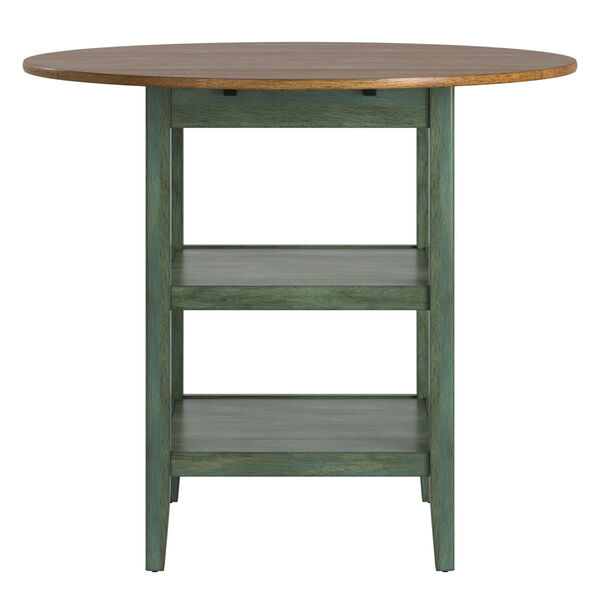 Caroline Green Two-Tone Side Drop Leaf Round Counter Height Table, image 3