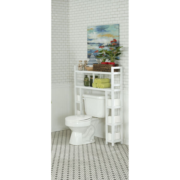 Dunnsville White 2-Tier Space Saver with Side Storage, image 3