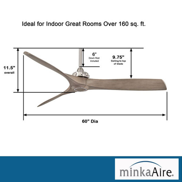 Aviation Brushed Nickel And Ash Maple 60-Inch Ceiling Fan, image 7