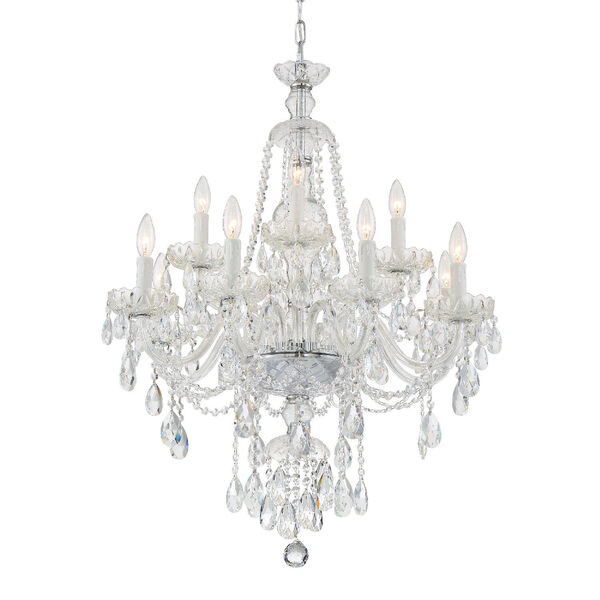 Candace Polished Chrome 28-Inch 12-Light Hand Cut Crystal Chandelier, image 1