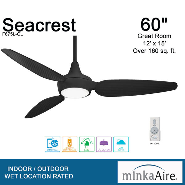 Seacrest Coal 60-Inch LED Indoor Outdoor Smart Ceiling Fan, image 6
