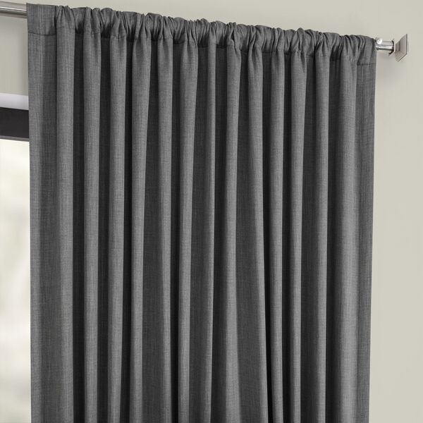 Grey Faux Linen Extra Wide Blackout Curtain Single Panel, image 3