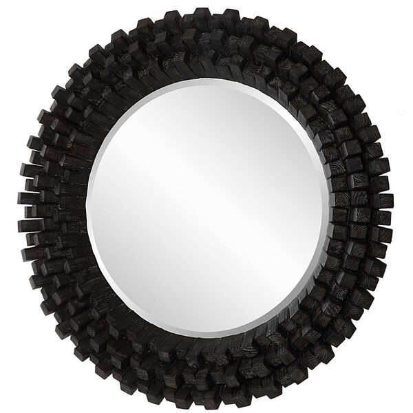 Circle Of Piers Ebony Gray Round Wall Mirror, image 4