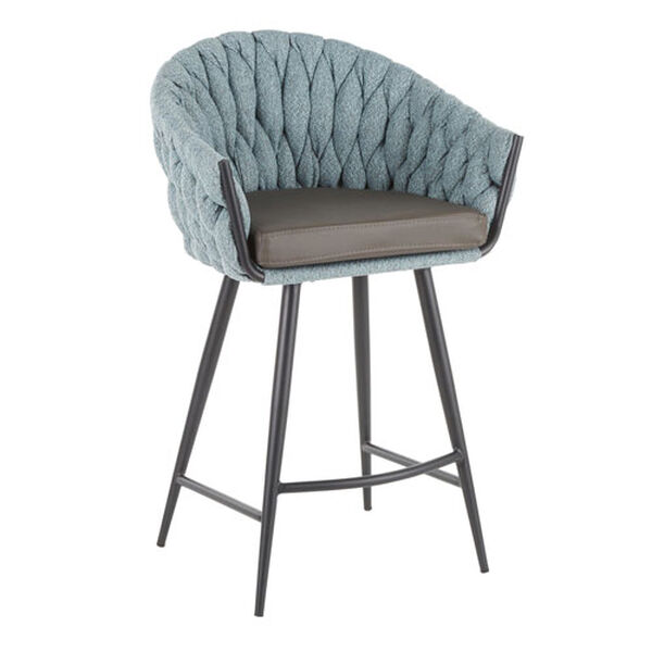 Matisse Black, Grey and Blue Braided Counter Stool, image 1
