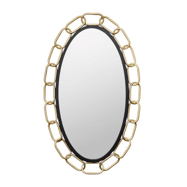 Chains of Love Matte Black Textured Gold 24 x 40 Inch Oval Wall Mirror, image 1