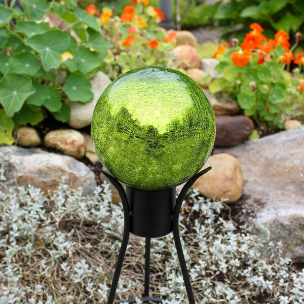 Fern Green Crackle Glass Gazing Globe with Stand, image 3