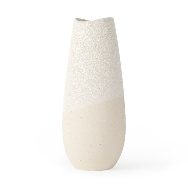 Salar Cream Conical Crackled Ceramic Vase, image 1