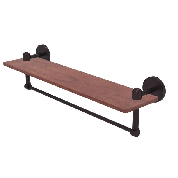 Tango Antique Bronze 22-Inch Solid IPE Ironwood Shelf with Integrated Towel Bar, image 1