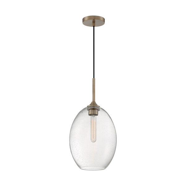 Aria Burnished Brass 19-Inch One-Light Pendant with Clear Seeded Glass, image 4