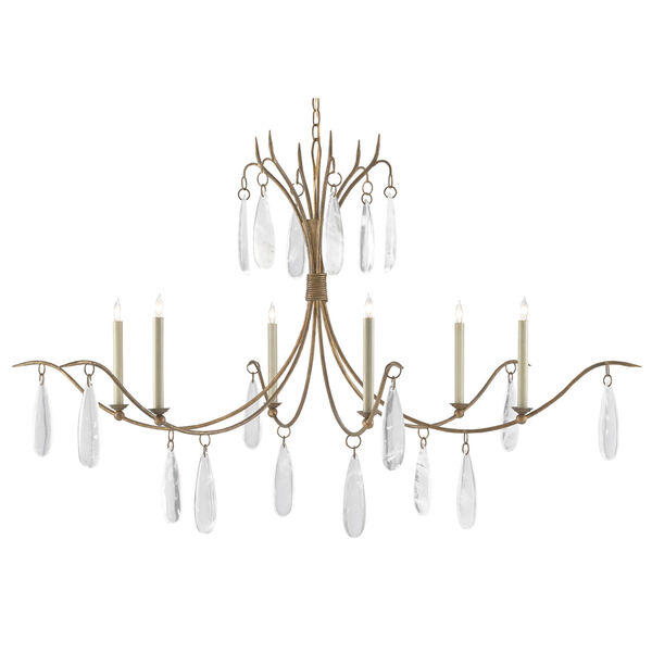 Marshallia Rustic Gold and Faux Rock Crystal Six-Light Chandelier, image 1
