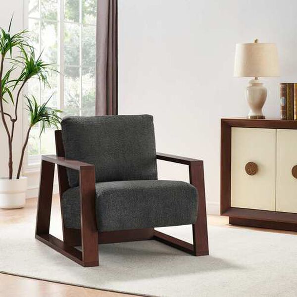 Castle Rock Grey Upholstered Armchair with Wood Frame, image 6