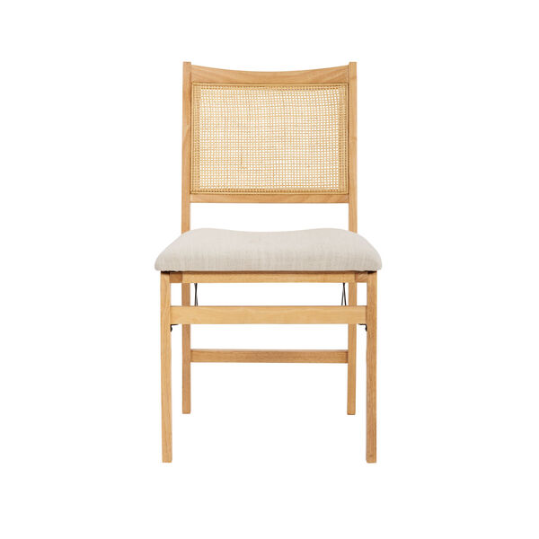 Catalina Beige and Rattan Cane Folding Dining Side Chair, image 2