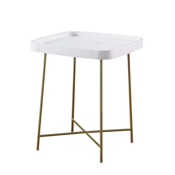 Lunar White and Gold End Table, image 1